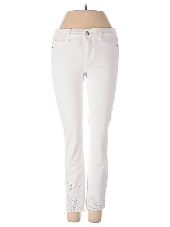 Abercrombie & Fitch Denim - Abercrombie & Fitch White Straight-Leg Jeans with Eyelet Hem Detail